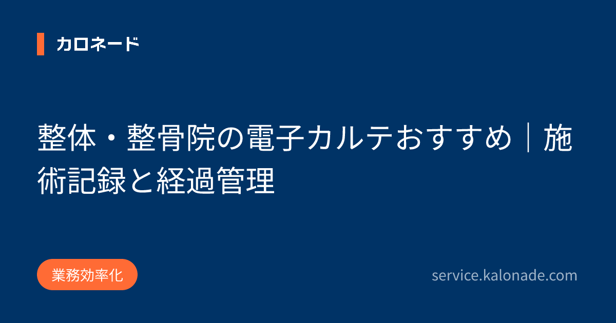 整体・整骨院の電子カルテおすすめ|施術記録と経過管理