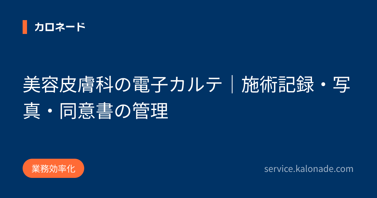 美容皮膚科の電子カルテ｜施術記録・写真・同意書の管理